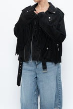 Load image into Gallery viewer, Vintage x Black Suede Fringe Leather Jacket (S-L)