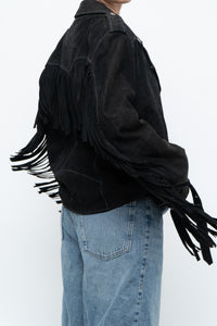 Vintage x Black Suede Fringe Leather Jacket (S-L)