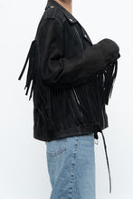 Load image into Gallery viewer, Vintage x Black Suede Fringe Leather Jacket (S-L)