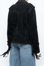 Load image into Gallery viewer, Vintage x Black Suede Fringe Leather Jacket (S-L)