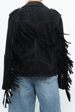 Load image into Gallery viewer, Vintage x Black Suede Fringe Leather Jacket (S-L)