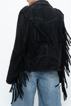 Load image into Gallery viewer, Vintage x Black Suede Fringe Leather Jacket (S-L)