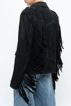 Load image into Gallery viewer, Vintage x Black Suede Fringe Leather Jacket (S-L)