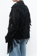 Load image into Gallery viewer, Vintage x Black Suede Fringe Leather Jacket (S-L)