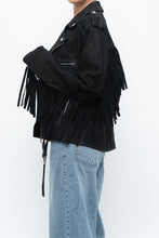 Load image into Gallery viewer, Vintage x Black Suede Fringe Leather Jacket (S-L)