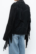 Load image into Gallery viewer, Vintage x Black Suede Fringe Leather Jacket (S-L)