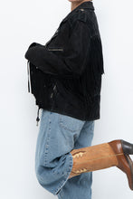 Load image into Gallery viewer, Vintage x Black Suede Fringe Leather Jacket (S-L)