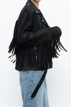 Load image into Gallery viewer, Vintage x Black Suede Fringe Leather Jacket (S-L)
