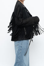 Load image into Gallery viewer, Vintage x Black Suede Fringe Leather Jacket (S-L)