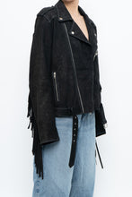 Load image into Gallery viewer, Vintage x Black Suede Fringe Leather Jacket (S-L)