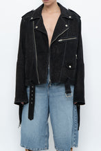Load image into Gallery viewer, Vintage x Black Suede Fringe Leather Jacket (S-L)
