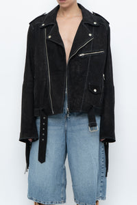 Vintage x Black Suede Fringe Leather Jacket (S-L)
