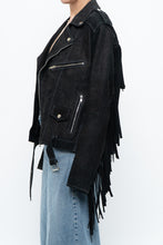 Load image into Gallery viewer, Vintage x Black Suede Fringe Leather Jacket (S-L)