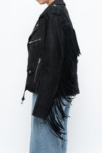 Load image into Gallery viewer, Vintage x Black Suede Fringe Leather Jacket (S-L)