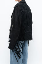 Load image into Gallery viewer, Vintage x Black Suede Fringe Leather Jacket (S-L)