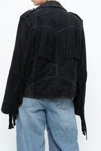 Load image into Gallery viewer, Vintage x Black Suede Fringe Leather Jacket (S-L)