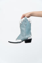 Load image into Gallery viewer, IDYLLWIND BLUEBELLE x Deadstock Blue, White Embroidered Leather Cowboy Boot (6, 6.5W)