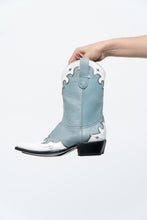 Load image into Gallery viewer, IDYLLWIND BLUEBELLE x Deadstock Blue, White Embroidered Leather Cowboy Boot (6, 6.5W)