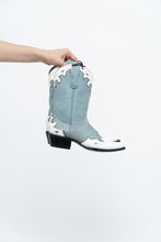 Load image into Gallery viewer, IDYLLWIND BLUEBELLE x Deadstock Blue, White Embroidered Leather Cowboy Boot (6, 6.5W)