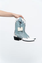 Load image into Gallery viewer, IDYLLWIND BLUEBELLE x Deadstock Blue, White Embroidered Leather Cowboy Boot (6, 6.5W)