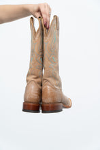 Load image into Gallery viewer, Vintage x NOCONNA Beige, Teal Embroidered Square-toe Cowboy Boots (6, 6.5W)
