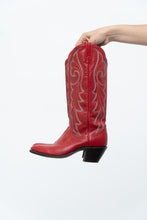 Load image into Gallery viewer, Vintage x Made in Canada x Red Leather Embroidered Cowboy Boots (5.5-6.5W)