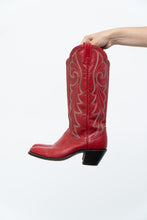 Load image into Gallery viewer, Vintage x Made in Canada x Red Leather Embroidered Cowboy Boots (5.5-6.5W)