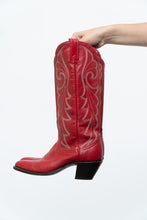 Load image into Gallery viewer, Vintage x Made in Canada x Red Leather Embroidered Cowboy Boots (5.5-6.5W)