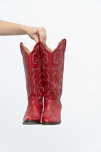 Load image into Gallery viewer, Vintage x Made in Canada x Red Leather Embroidered Cowboy Boots (5.5-6.5W)