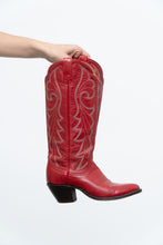 Load image into Gallery viewer, Vintage x Made in Canada x Red Leather Embroidered Cowboy Boots (5.5-6.5W)