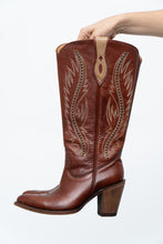 Load image into Gallery viewer, Vintage x IDYLLWIND Brown Embroidered &amp; Studded Cowboy Boot (7, 7.5W)