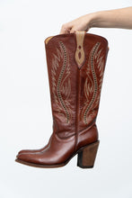 Load image into Gallery viewer, Vintage x IDYLLWIND Brown Embroidered &amp; Studded Cowboy Boot (7, 7.5W)