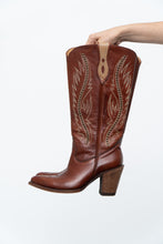 Load image into Gallery viewer, Vintage x IDYLLWIND Brown Embroidered &amp; Studded Cowboy Boot (7, 7.5W)