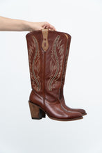 Load image into Gallery viewer, Vintage x IDYLLWIND Brown Embroidered &amp; Studded Cowboy Boot (7, 7.5W)