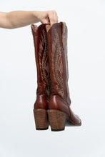 Load image into Gallery viewer, Vintage x IDYLLWIND Brown Embroidered &amp; Studded Cowboy Boot (7, 7.5W)
