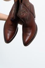 Load image into Gallery viewer, Vintage x IDYLLWIND Brown Embroidered &amp; Studded Cowboy Boot (7, 7.5W)