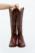 Load image into Gallery viewer, Vintage x IDYLLWIND Brown Embroidered &amp; Studded Cowboy Boot (7, 7.5W)