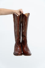 Load image into Gallery viewer, Vintage x IDYLLWIND Brown Embroidered &amp; Studded Cowboy Boot (7, 7.5W)