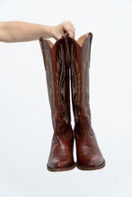 Load image into Gallery viewer, Vintage x IDYLLWIND Brown Embroidered &amp; Studded Cowboy Boot (7, 7.5W)