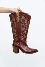Load image into Gallery viewer, Vintage x IDYLLWIND Brown Embroidered &amp; Studded Cowboy Boot (7, 7.5W)