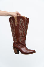 Load image into Gallery viewer, Vintage x IDYLLWIND Brown Embroidered &amp; Studded Cowboy Boot (7, 7.5W)