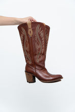 Load image into Gallery viewer, Vintage x IDYLLWIND Brown Embroidered &amp; Studded Cowboy Boot (7, 7.5W)