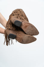 Load image into Gallery viewer, Vintage x LIBERTY BLACK Brown Suede Fringe Cowboy Boot (8-9W)