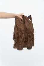Load image into Gallery viewer, Vintage x LIBERTY BLACK Brown Suede Fringe Cowboy Boot (8-9W)