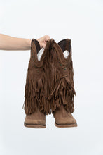 Load image into Gallery viewer, Vintage x LIBERTY BLACK Brown Suede Fringe Cowboy Boot (8-9W)