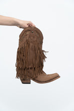 Load image into Gallery viewer, Vintage x LIBERTY BLACK Brown Suede Fringe Cowboy Boot (8-9W)
