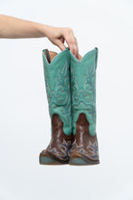Load image into Gallery viewer, Vintage x LANE Teal, Brown Embroidered Leather Cowboy Boot (6W)