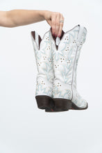 Load image into Gallery viewer, LAREDO x White, Teal Embroidered Studded Cowboy Boot (7-8W)