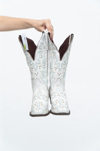 Load image into Gallery viewer, LAREDO x White, Teal Embroidered Studded Cowboy Boot (7-8W)