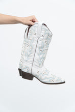 Load image into Gallery viewer, LAREDO x White, Teal Embroidered Studded Cowboy Boot (7-8W)